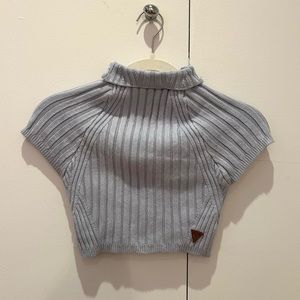 RARE 2010s Guess cropped baby/muted blue knit sweater tee